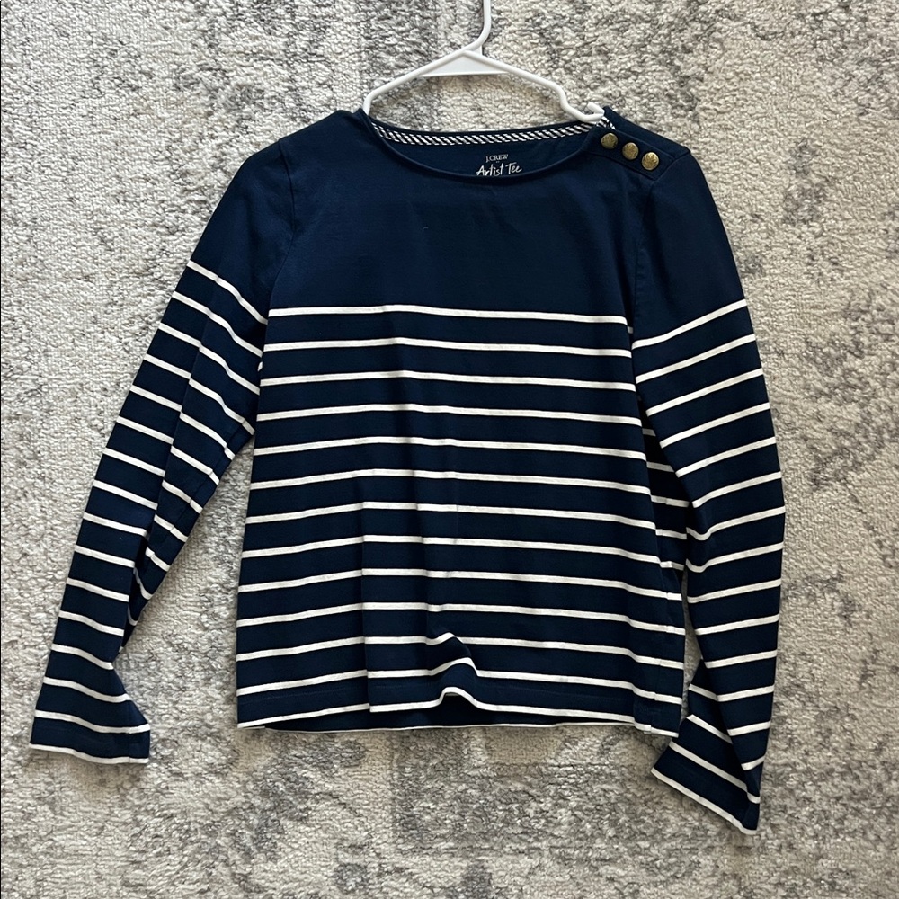 J crew Navy and White Striped Long Sleeve Top